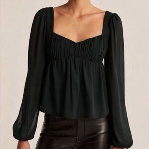 Abercrombie & Fitch Black Puff Sleeve Blouse